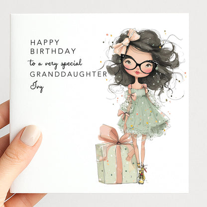 Daughter Birthday Card, Personalised Birthday Card for Daughter, Fashion Girl & Gift Design, Custom Name Birthday Greeting