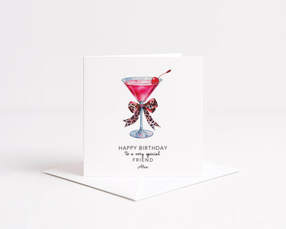 Birthday Card for Friend, Cocktail Birthday Card, Martini Glass Birthday Card, Fun Birthday Card for Her, Stylish Birthday Card