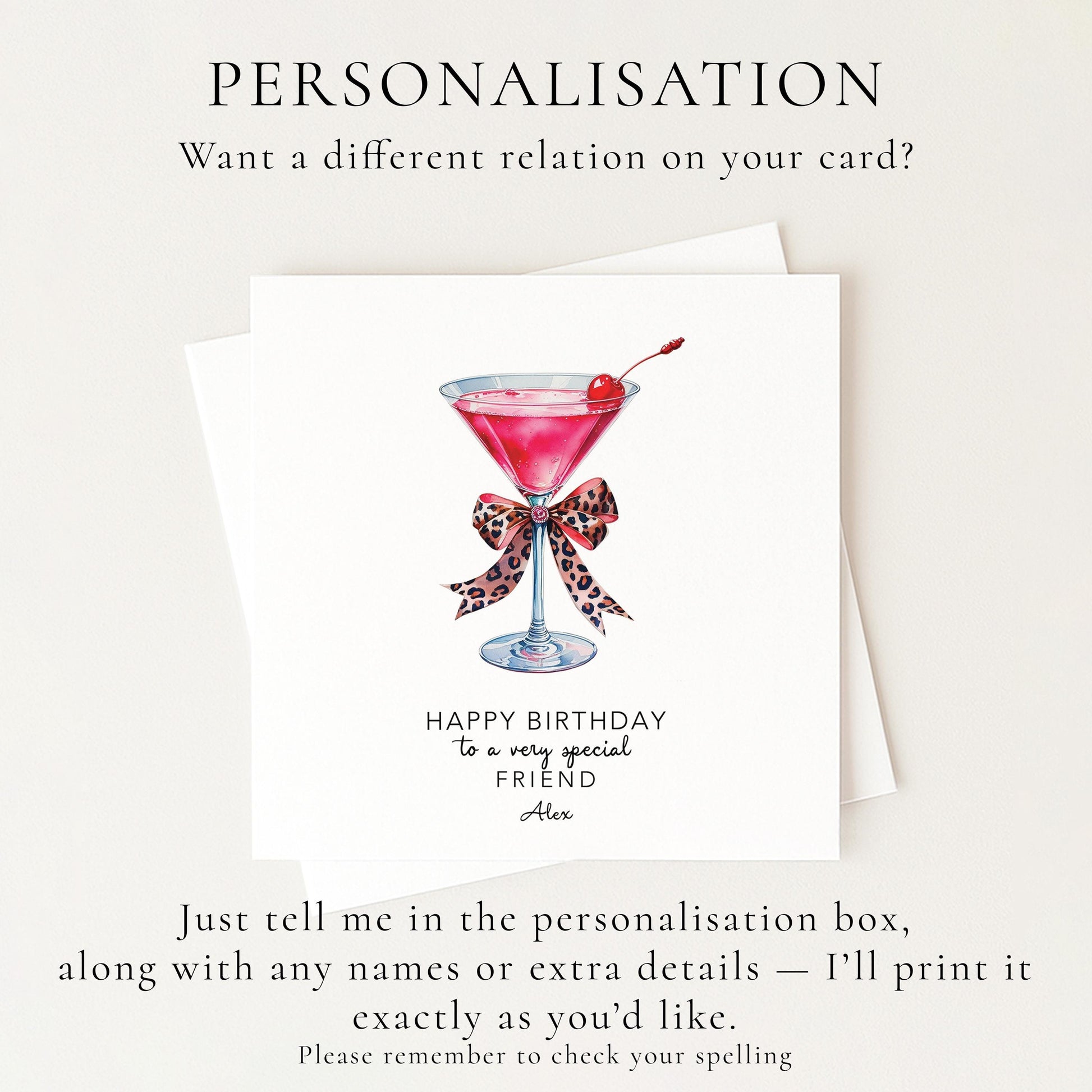 Birthday Card for Friend, Cocktail Birthday Card, Martini Glass Birthday Card, Fun Birthday Card for Her, Stylish Birthday Card