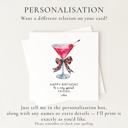 Birthday Card for Friend, Cocktail Birthday Card, Martini Glass Birthday Card, Fun Birthday Card for Her, Stylish Birthday Card
