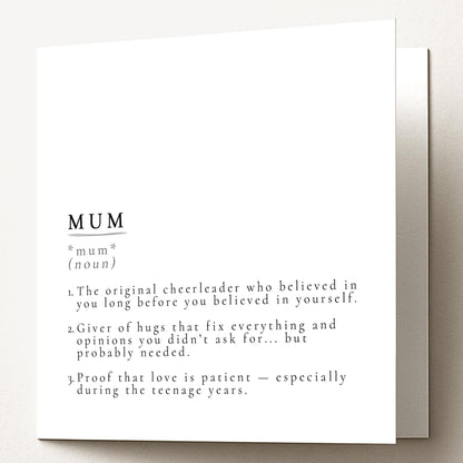 Mum Definition Card, Minimal Sentimental Mum Birthday Card, Dictionary Style Card for Mum, Mother’s Day Card