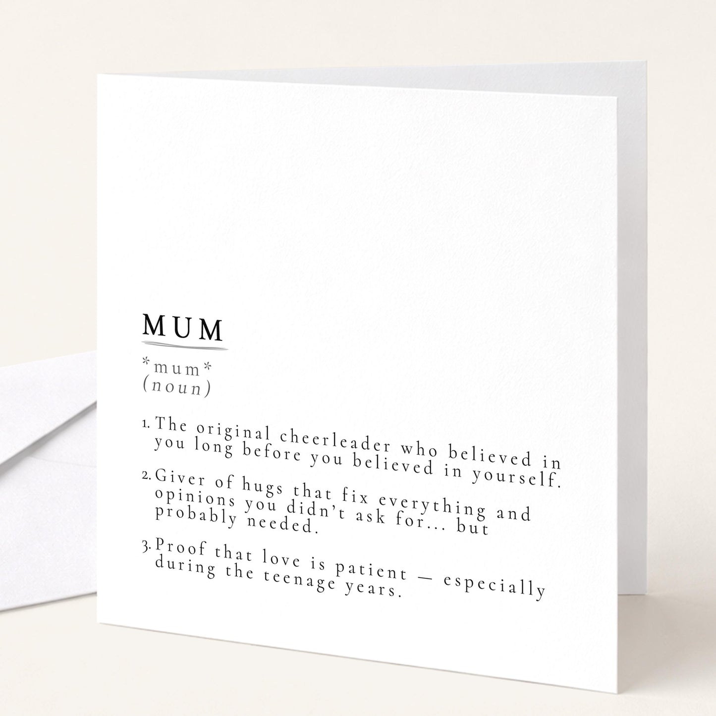Mum Definition Card, Minimal Sentimental Mum Birthday Card, Dictionary Style Card for Mum, Mother’s Day Card
