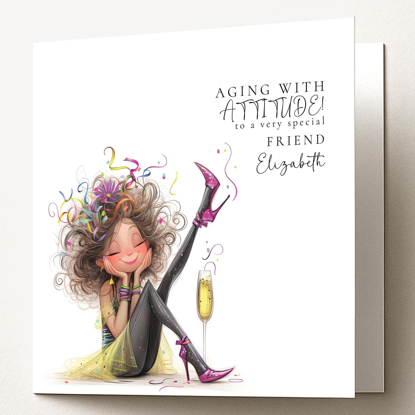 Funny Birthday Card for Friend, Aging With Attitude Card, Sassy Birthday Card for Her, Optional Name Personalisation