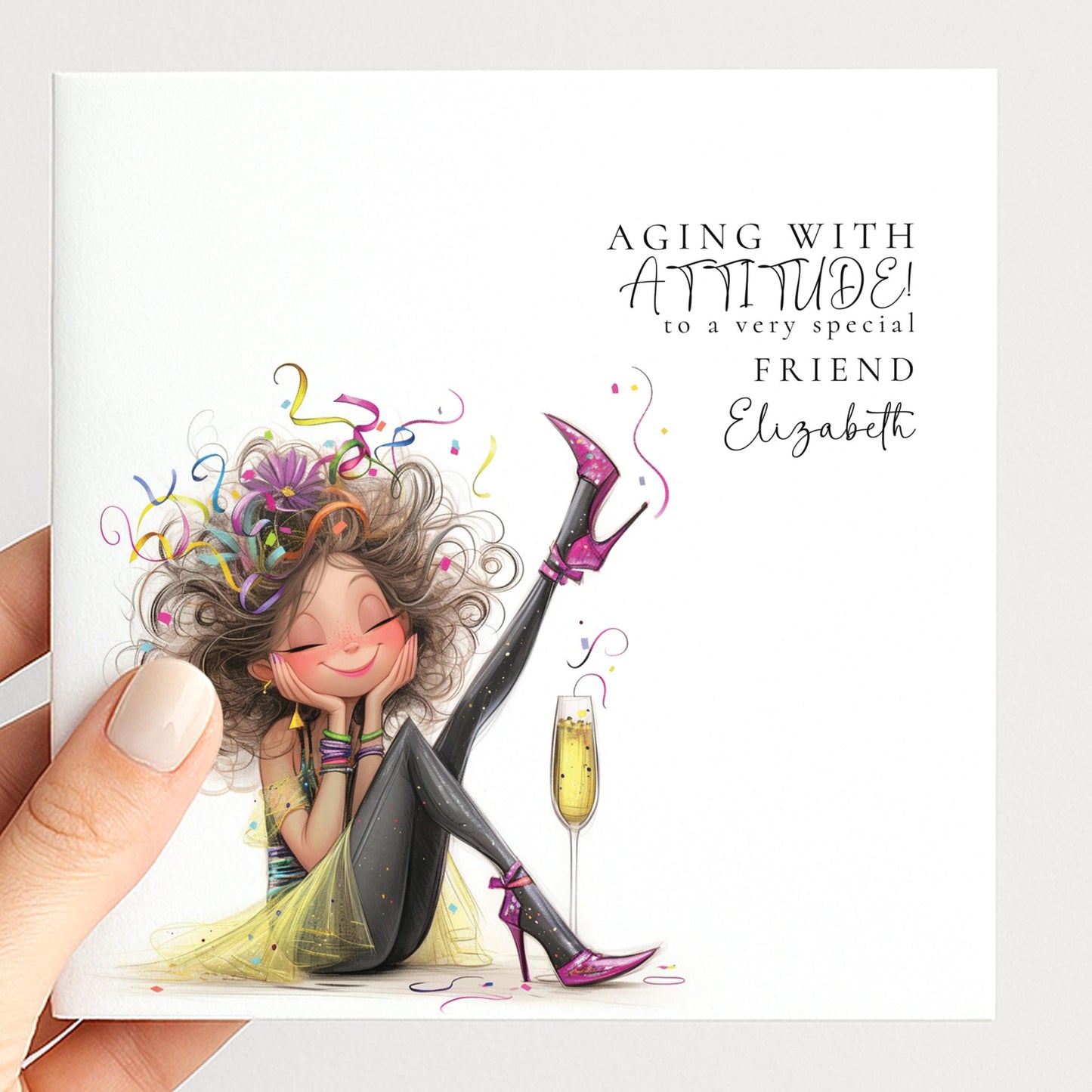 Funny Birthday Card for Friend, Aging With Attitude Card, Sassy Birthday Card for Her, Optional Name Personalisation