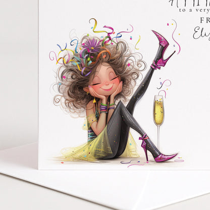 Funny Birthday Card for Friend, Aging With Attitude Card, Sassy Birthday Card for Her, Optional Name Personalisation