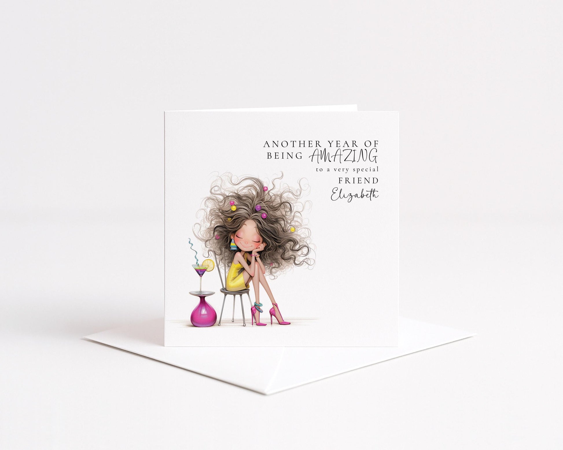 Funny Birthday Card for Friend, Aging With Grace Card, Stylish Birthday Card for Her, Optional Name Personalisation