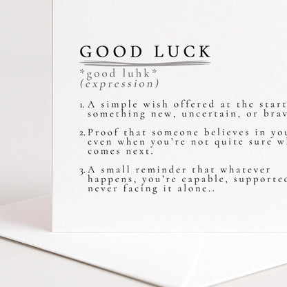 Good Luck Card, Encouragement Card, Good Luck Definition Card, New Beginnings Card, Supportive Card