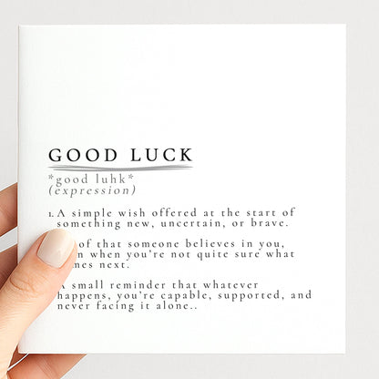 Good Luck Card, Encouragement Card, Good Luck Definition Card, New Beginnings Card, Supportive Card