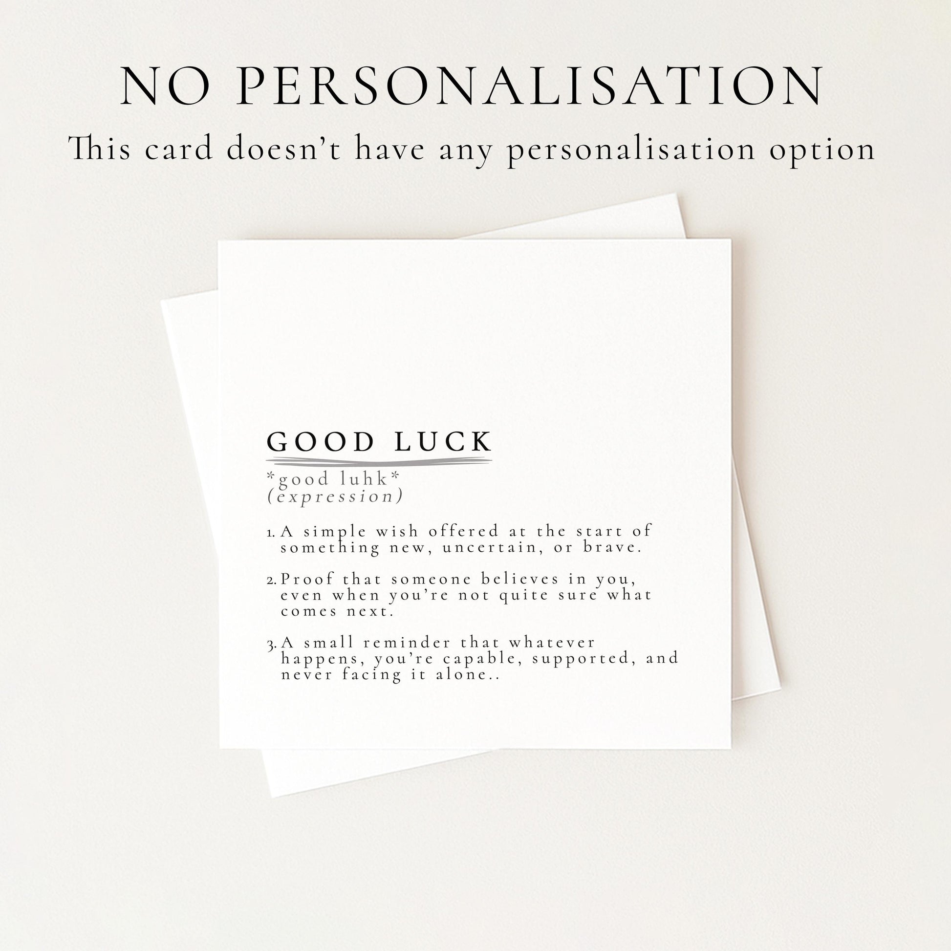 Good Luck Card, Encouragement Card, Good Luck Definition Card, New Beginnings Card, Supportive Card