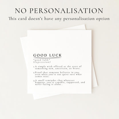 Good Luck Card, Encouragement Card, Good Luck Definition Card, New Beginnings Card, Supportive Card