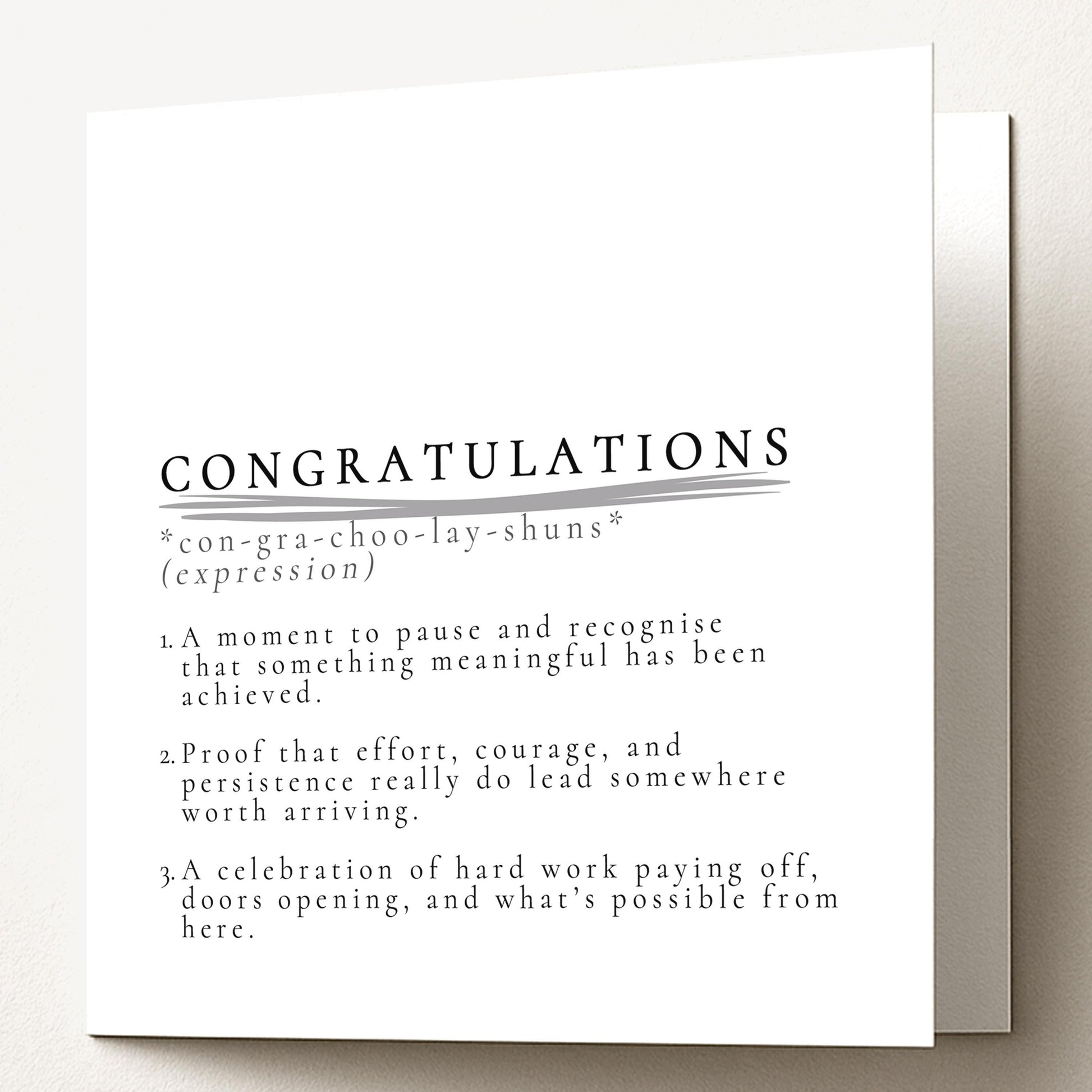 Congratulations Card, Achievement Card, Congratulations Definition Card, New Job Card, Graduation Card
