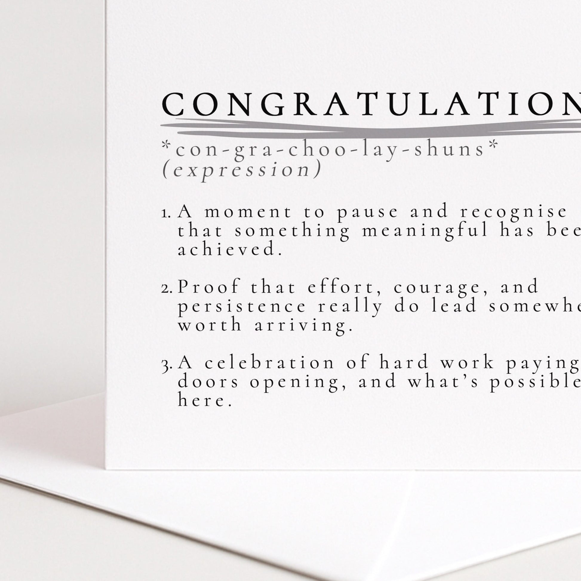 Congratulations Card, Achievement Card, Congratulations Definition Card, New Job Card, Graduation Card