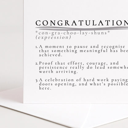 Congratulations Card, Achievement Card, Congratulations Definition Card, New Job Card, Graduation Card