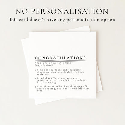 Congratulations Card, Achievement Card, Congratulations Definition Card, New Job Card, Graduation Card