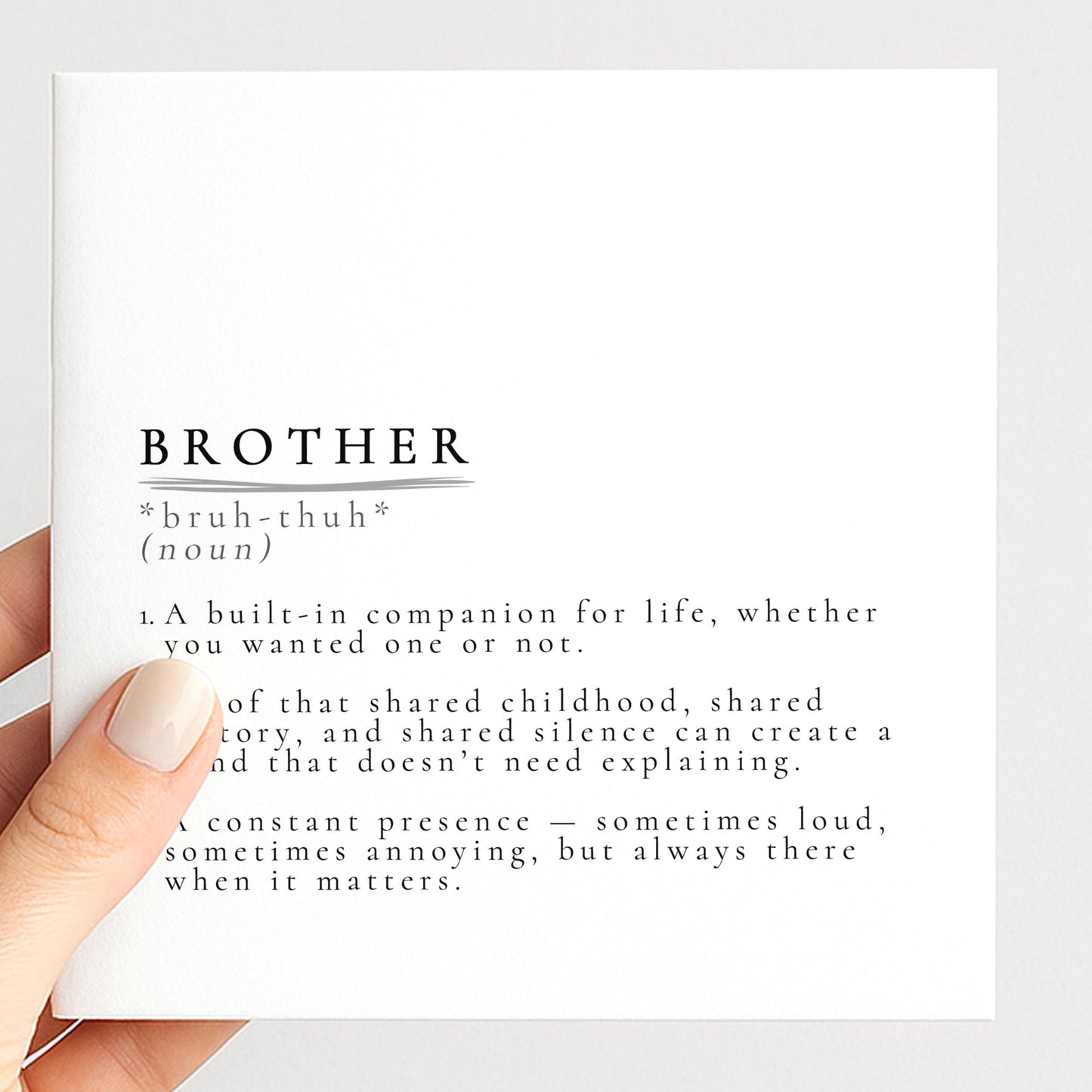 Brother Card, Birthday Card for Brother, Brother Definition Card, Sibling Card, Meaningful Brother Card