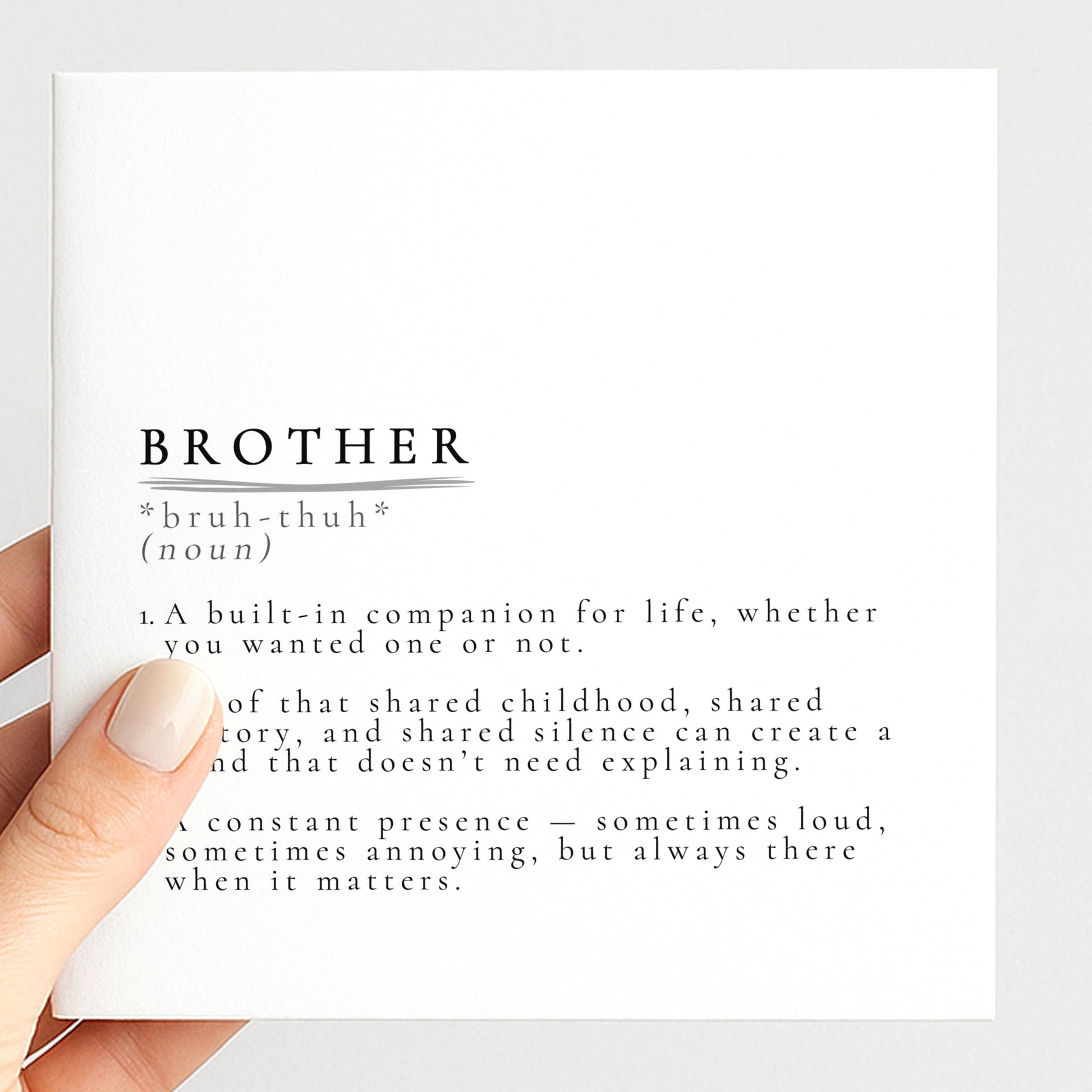 Brother Card, Birthday Card for Brother, Brother Definition Card, Sibling Card, Meaningful Brother Card