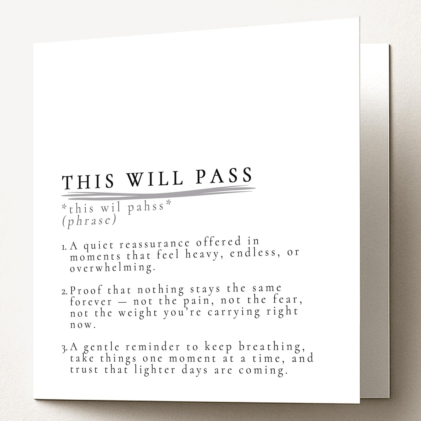 This Will Pass Card, Thinking of You Card, Encouragement Card, Support Card, Comfort Card, Hard Times Card