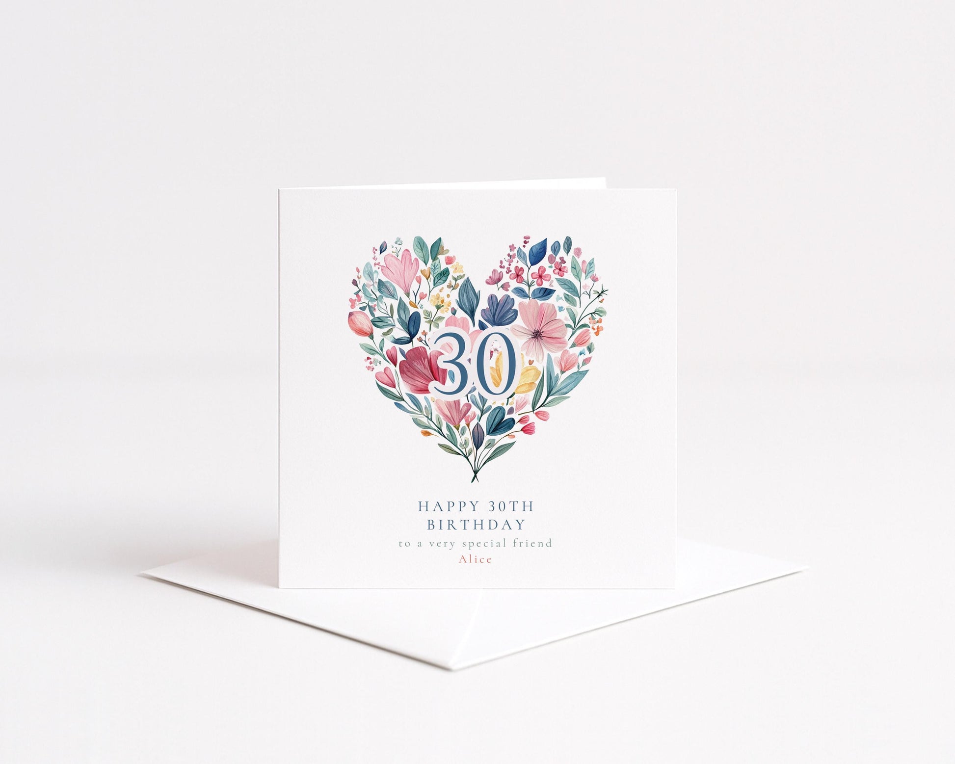 30th Birthday Card for Her, Floral Heart Milestone Birthday Card, Personalised Birthday Card for Women, Special Friend Card