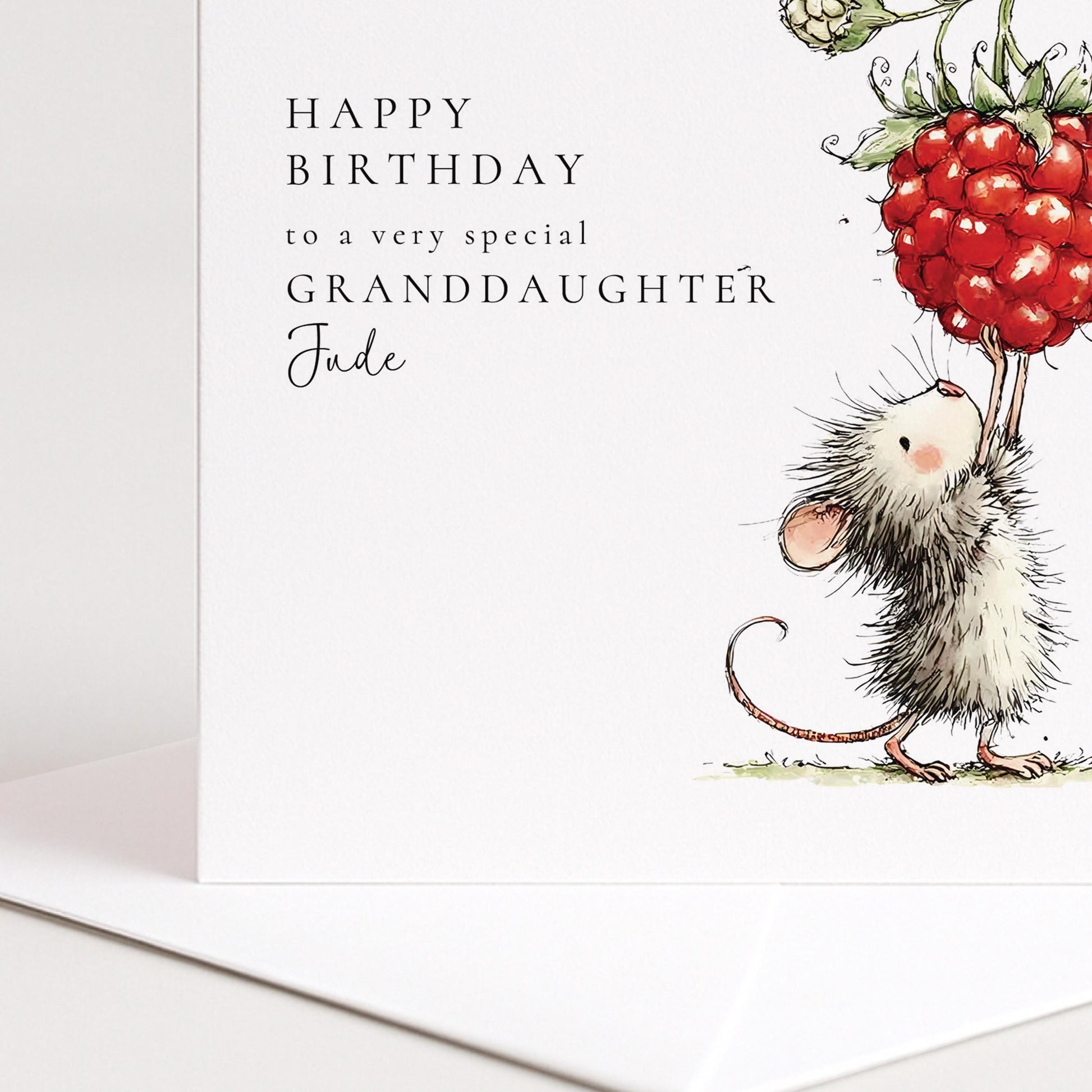 Granddaughter Birthday Card, Personalised Mouse Birthday Card, Cute Animal Birthday Card for Granddaughter, Custom Name Printed Card