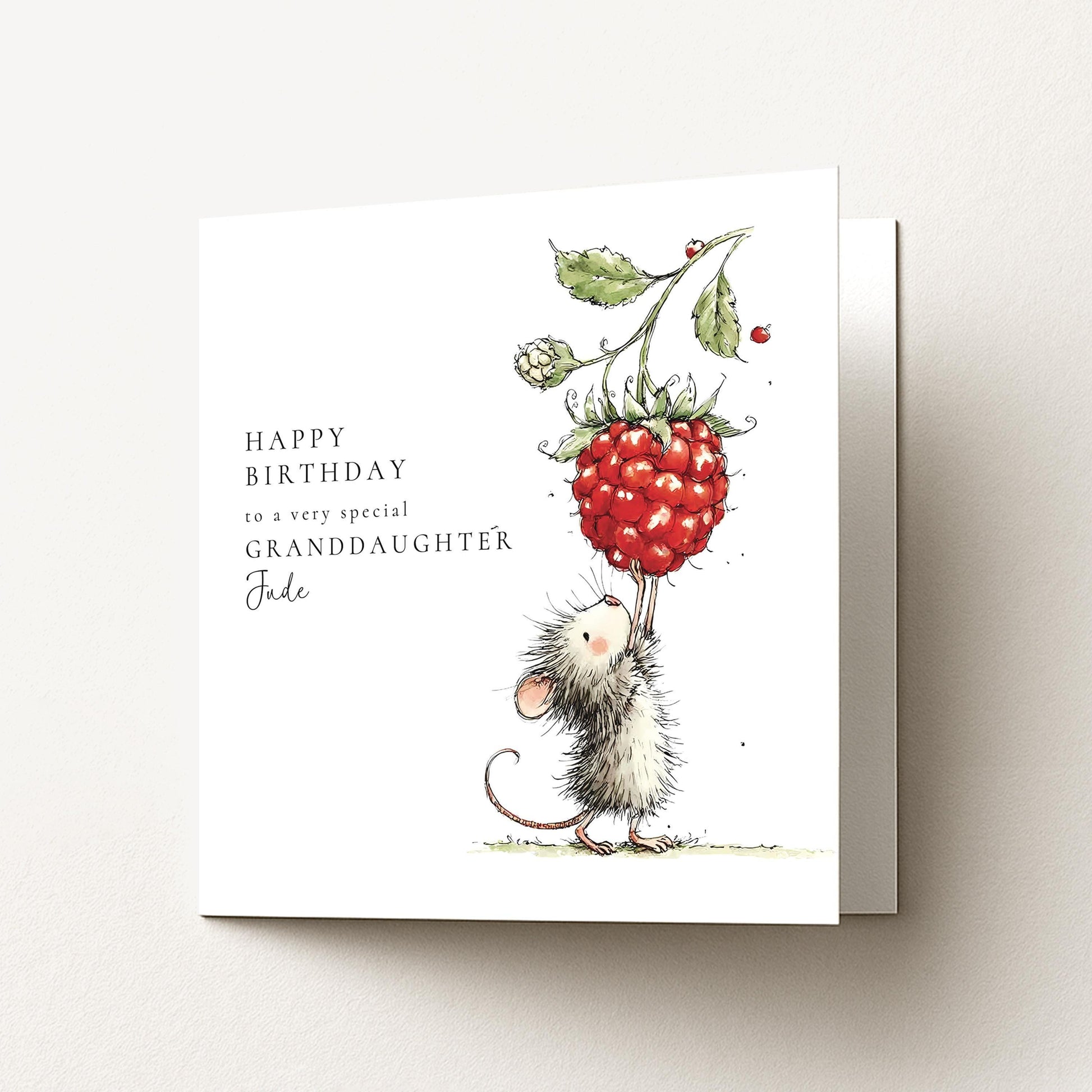 Granddaughter Birthday Card, Personalised Mouse Birthday Card, Cute Animal Birthday Card for Granddaughter, Custom Name Printed Card