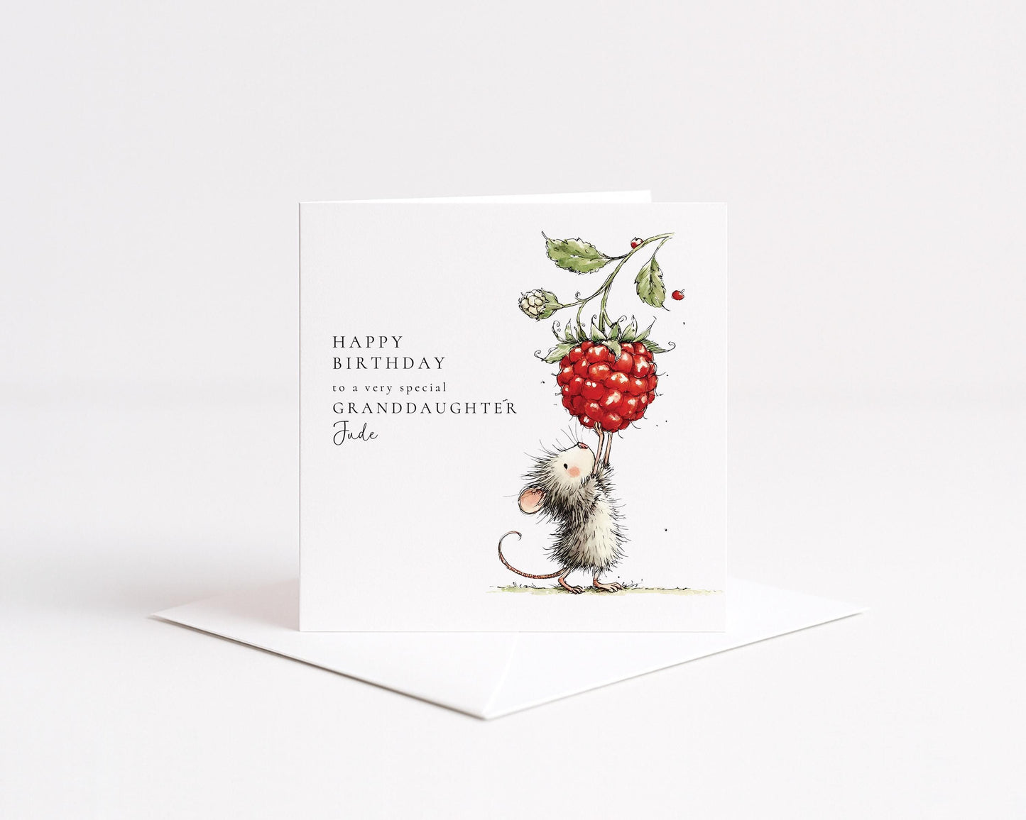 Granddaughter Birthday Card, Personalised Mouse Birthday Card, Cute Animal Birthday Card for Granddaughter, Custom Name Printed Card