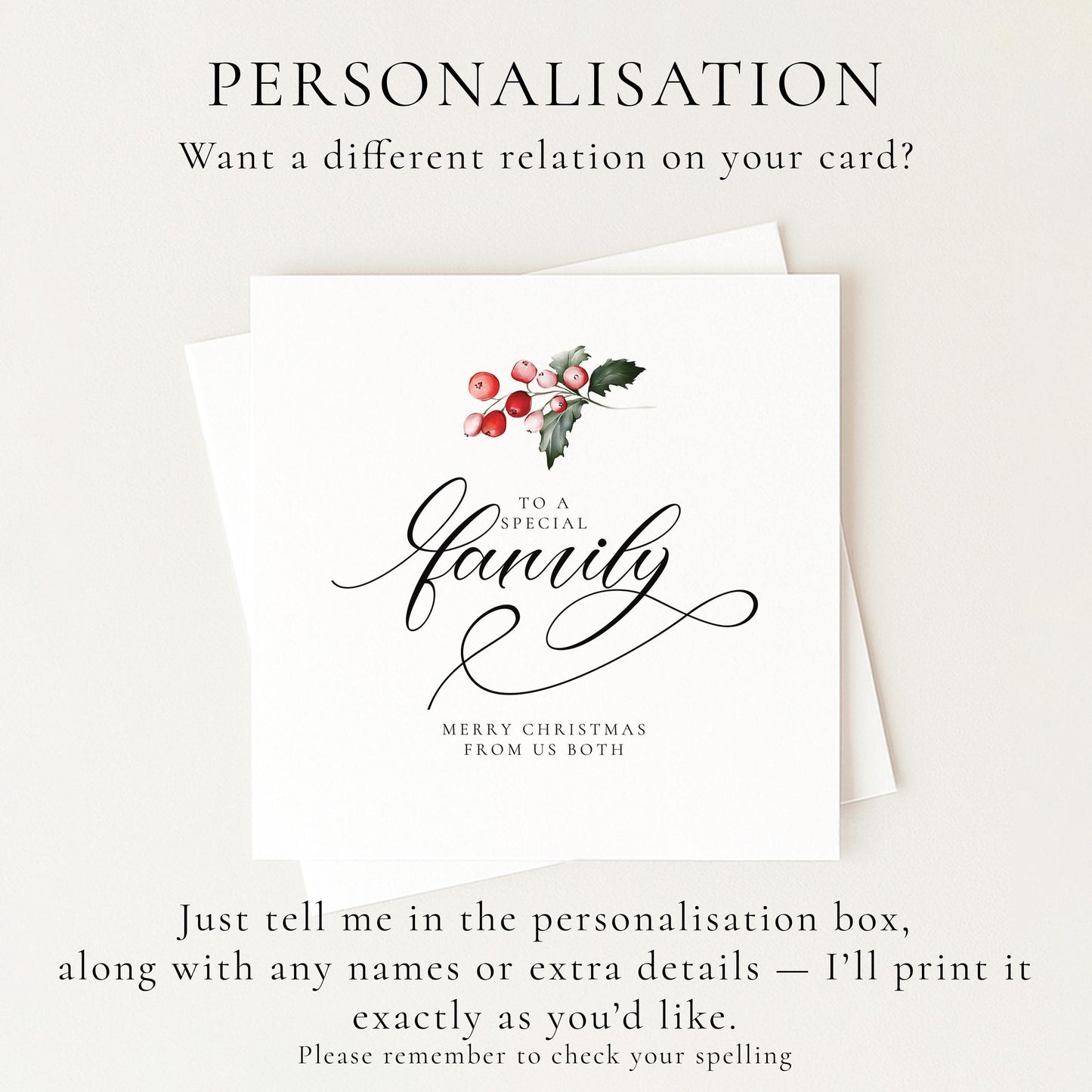 Special Family Christmas Card, From Us Both, Elegant Holiday Greeting, Festive Card for Loved Ones, Merry Christmas Card