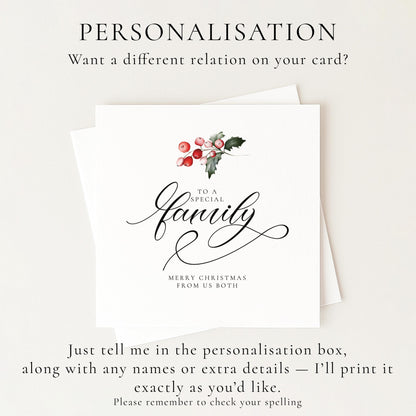 Special Family Christmas Card, From Us Both, Elegant Holiday Greeting, Festive Card for Loved Ones, Merry Christmas Card