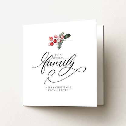 Special Family Christmas Card, From Us Both, Elegant Holiday Greeting, Festive Card for Loved Ones, Merry Christmas Card