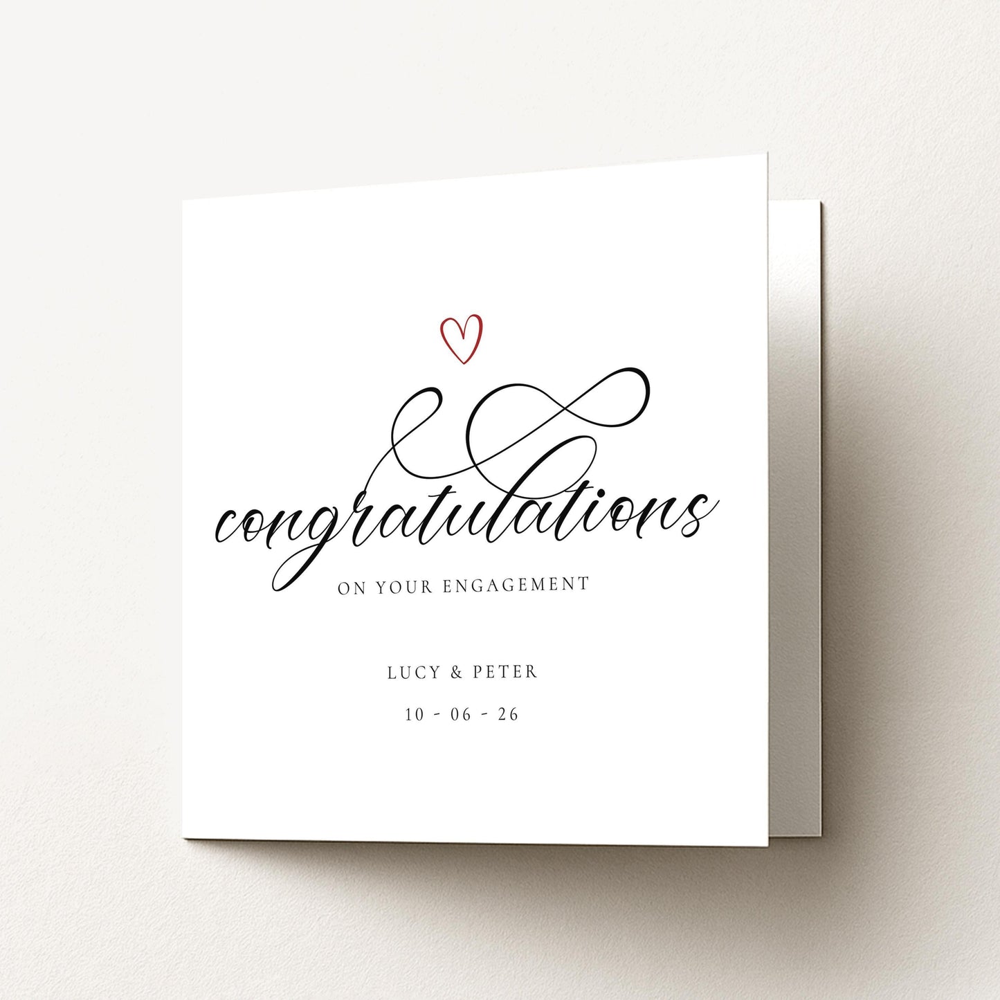 Personalised Engagement Card, Congratulations on your Engagement, Add custom names and date Elegant Calligraphy Card