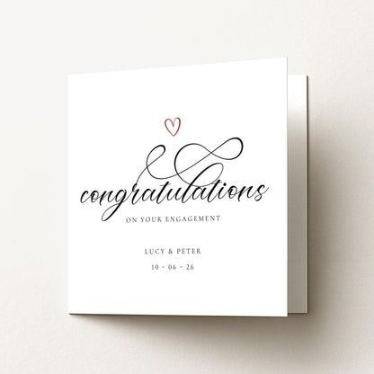 Personalised Engagement Card, Congratulations on your Engagement, Add custom names and date Elegant Calligraphy Card