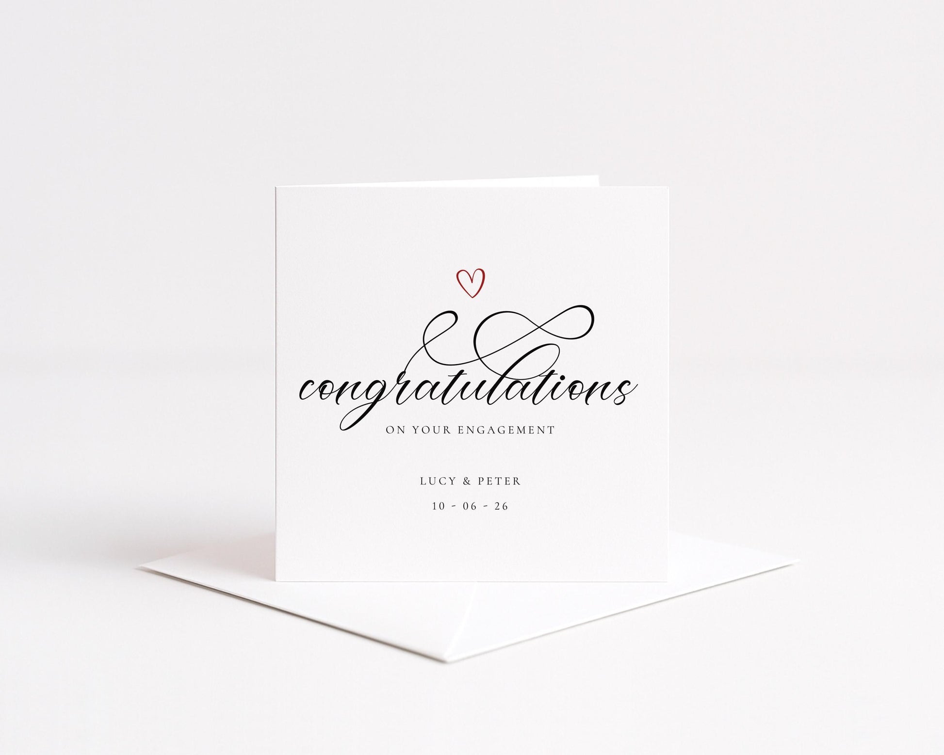 Personalised Engagement Card, Congratulations on your Engagement, Add custom names and date Elegant Calligraphy Card