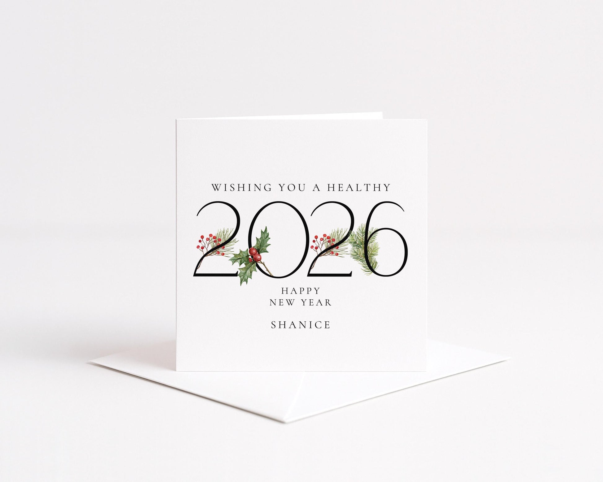 Wishing You a Healthy 2026 New Year Card, Personalised New Year Greeting Card, Elegant 2026 Card, Happy New Year Card for Family or Friends