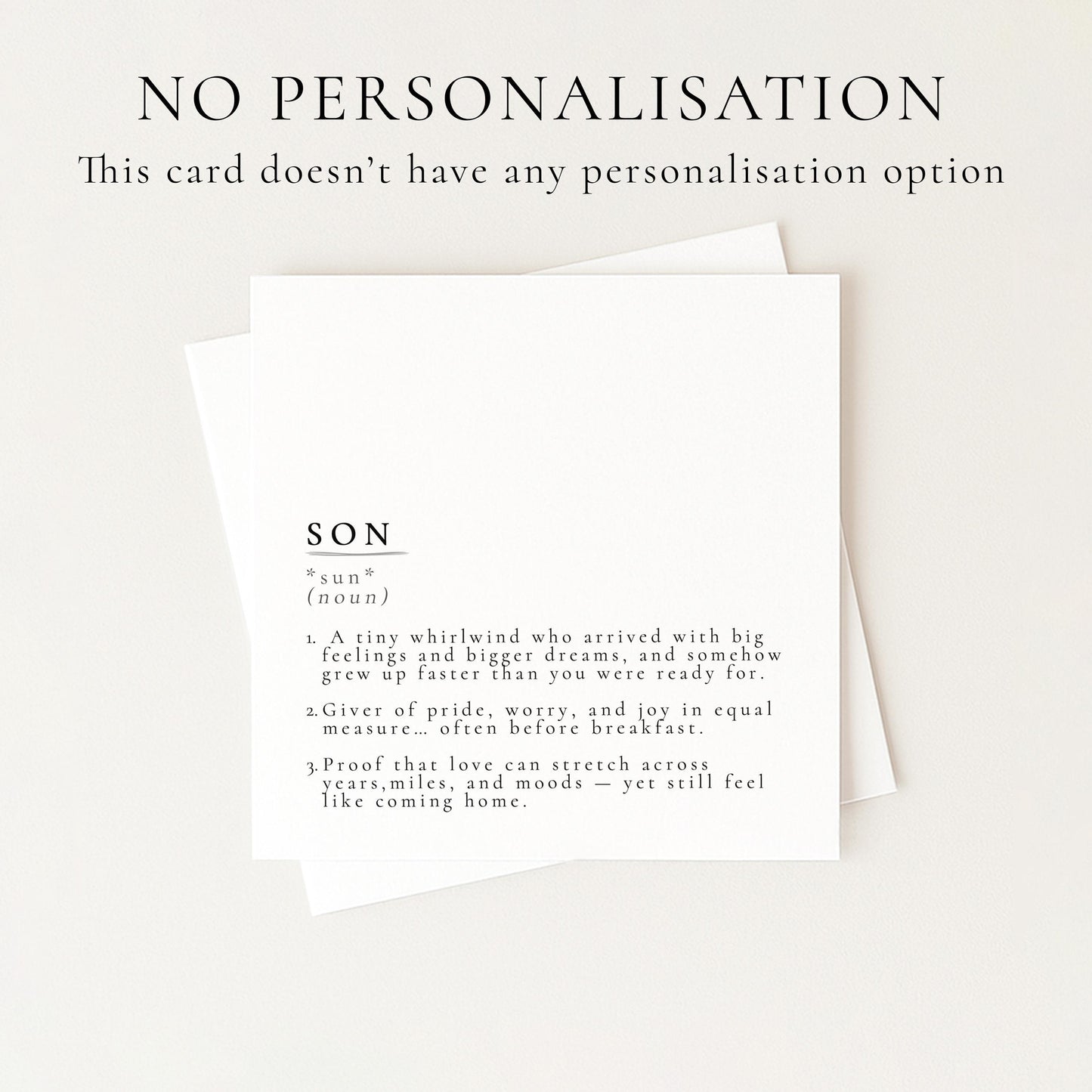 Son Definition Card, Dictionary Meaning Son Birthday Card, Sentimental Minimalist Card for Son, From Mum or Dad, Son Gift Idea