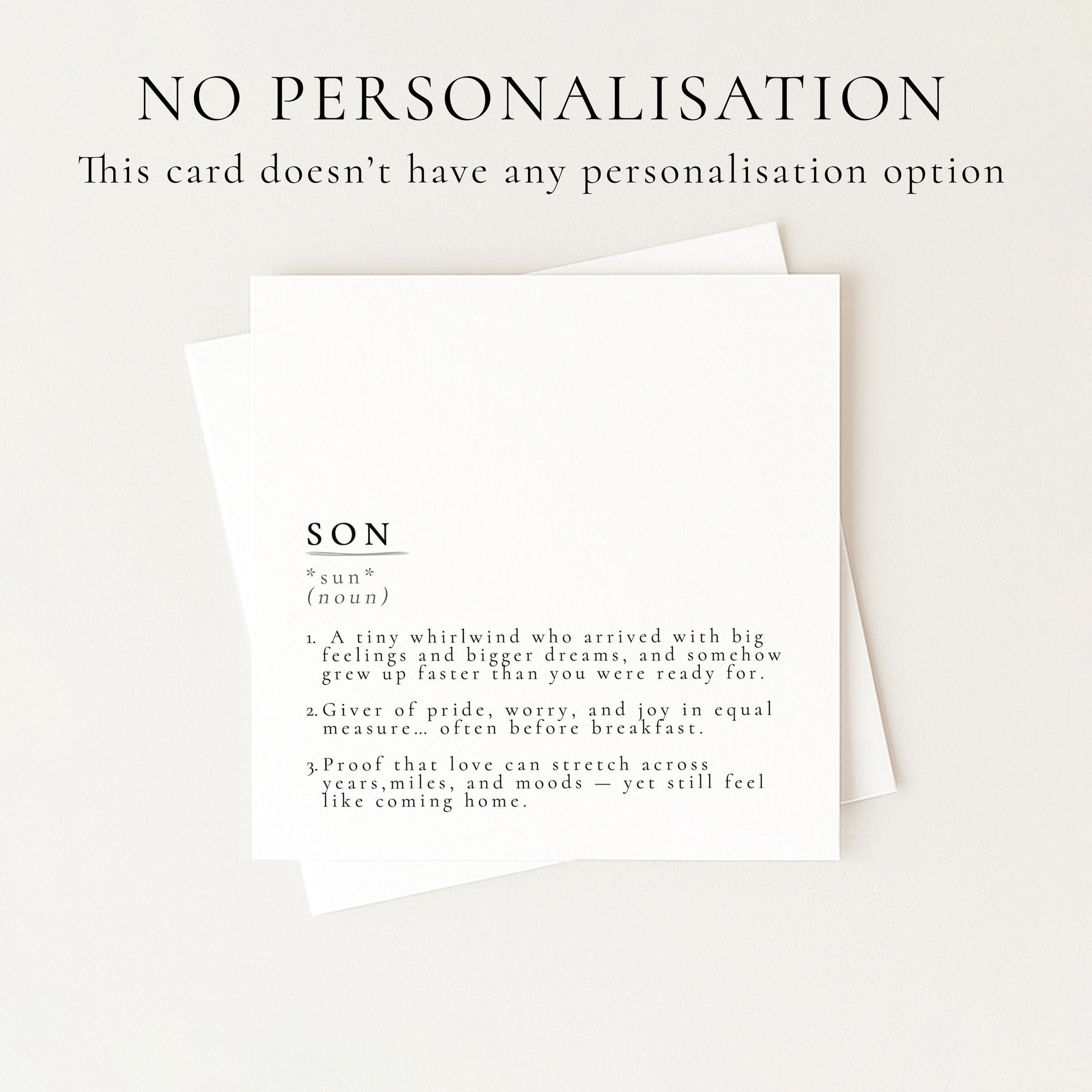 Son Definition Card, Dictionary Meaning Son Birthday Card, Sentimental Minimalist Card for Son, From Mum or Dad, Son Gift Idea