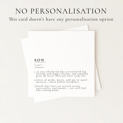 Son Definition Card, Dictionary Meaning Son Birthday Card, Sentimental Minimalist Card for Son, From Mum or Dad, Son Gift Idea
