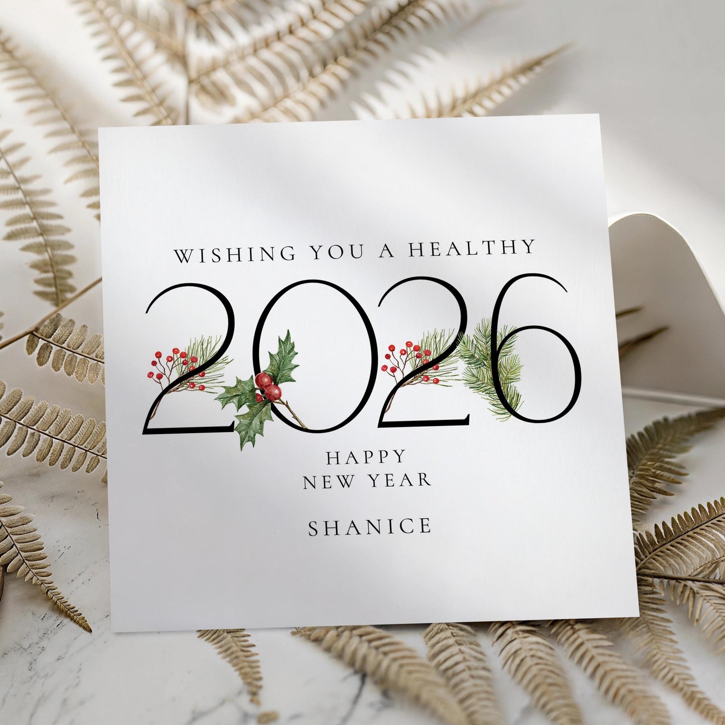 Wishing You a Healthy 2026 New Year Card, Personalised New Year Greeting Card, Elegant 2026 Card, Happy New Year Card for Family or Friends