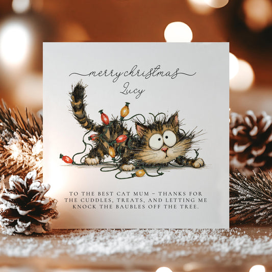 Christmas Card from Cat Xmas Card, Card for Cat Owners, Cat Mum Festive Card - Happy Christmas To The Best Cat Mum Greetings Card