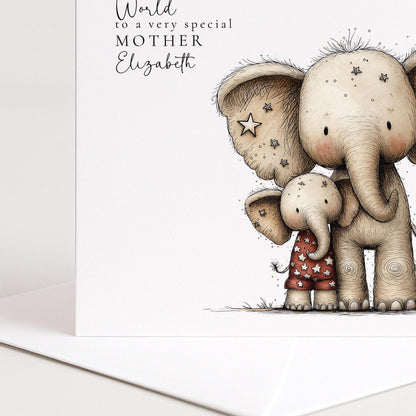 Mother's Day Card – Personalised Mum Card With Cute Elephant Keepsake Gift