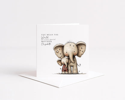Mother's Day Card – Personalised Mum Card With Cute Elephant Keepsake Gift