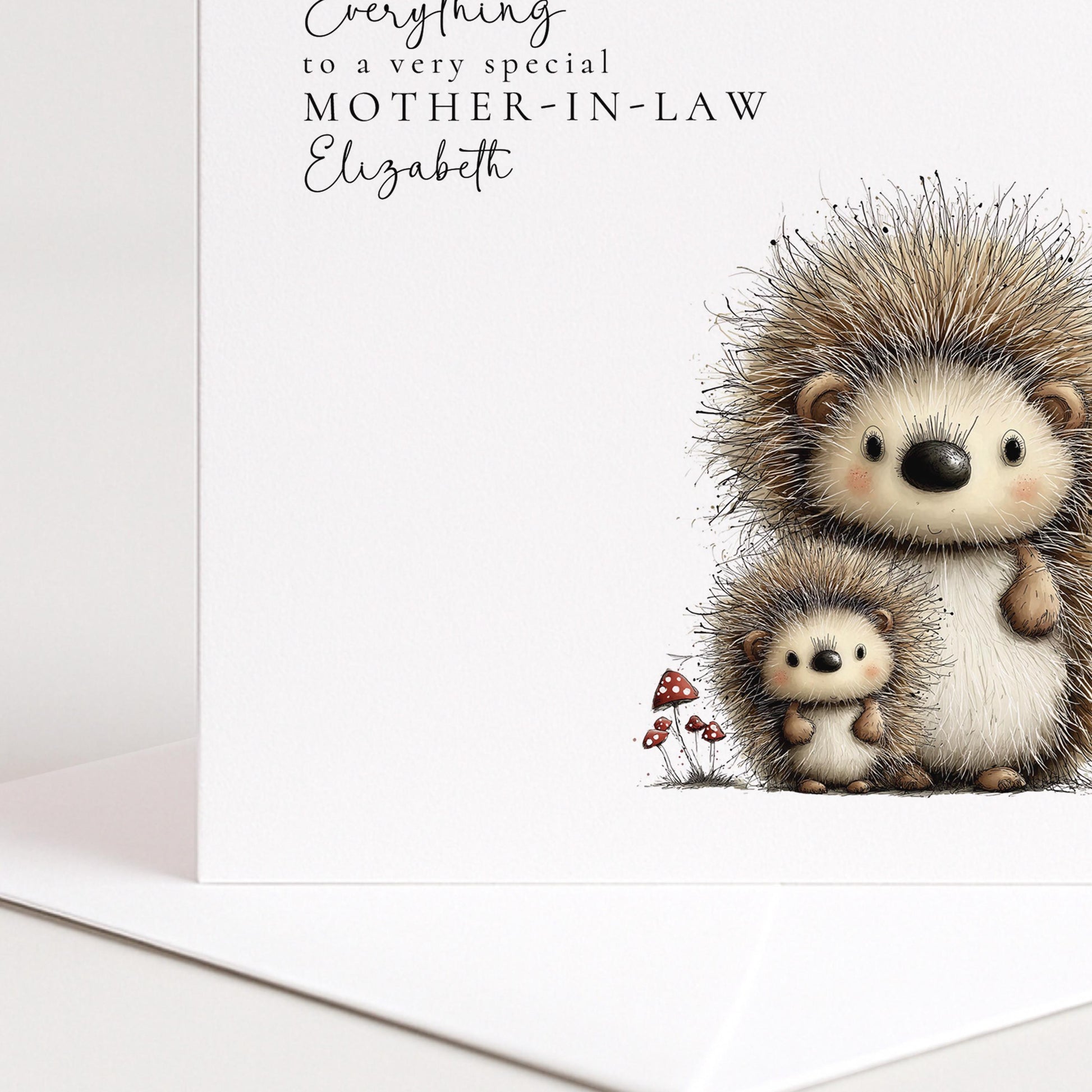 Mother’s Day Card – Personalised Mother-In-Law Card With Hedgehog Illustration