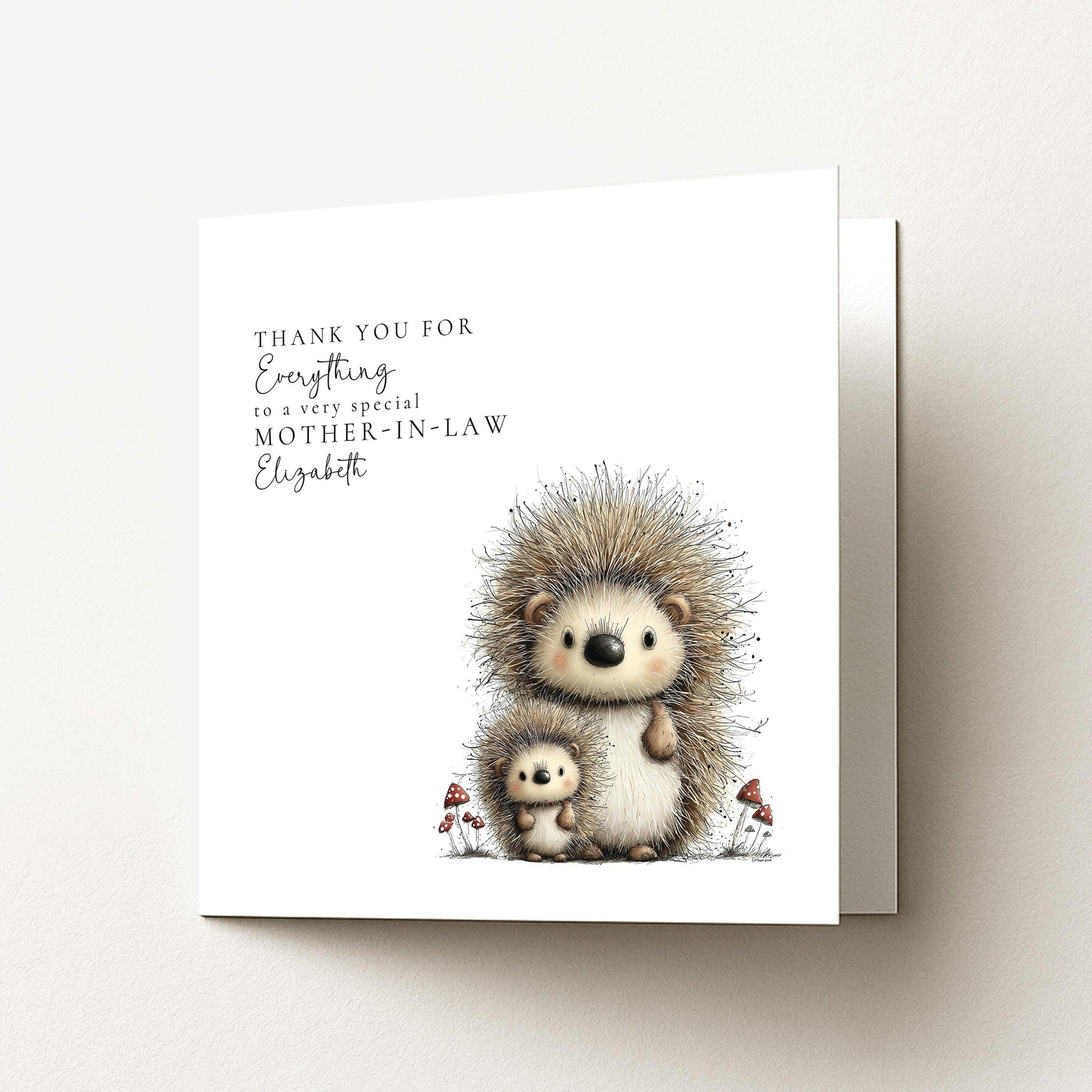 Mother’s Day Card – Personalised Mother-In-Law Card With Hedgehog Illustration