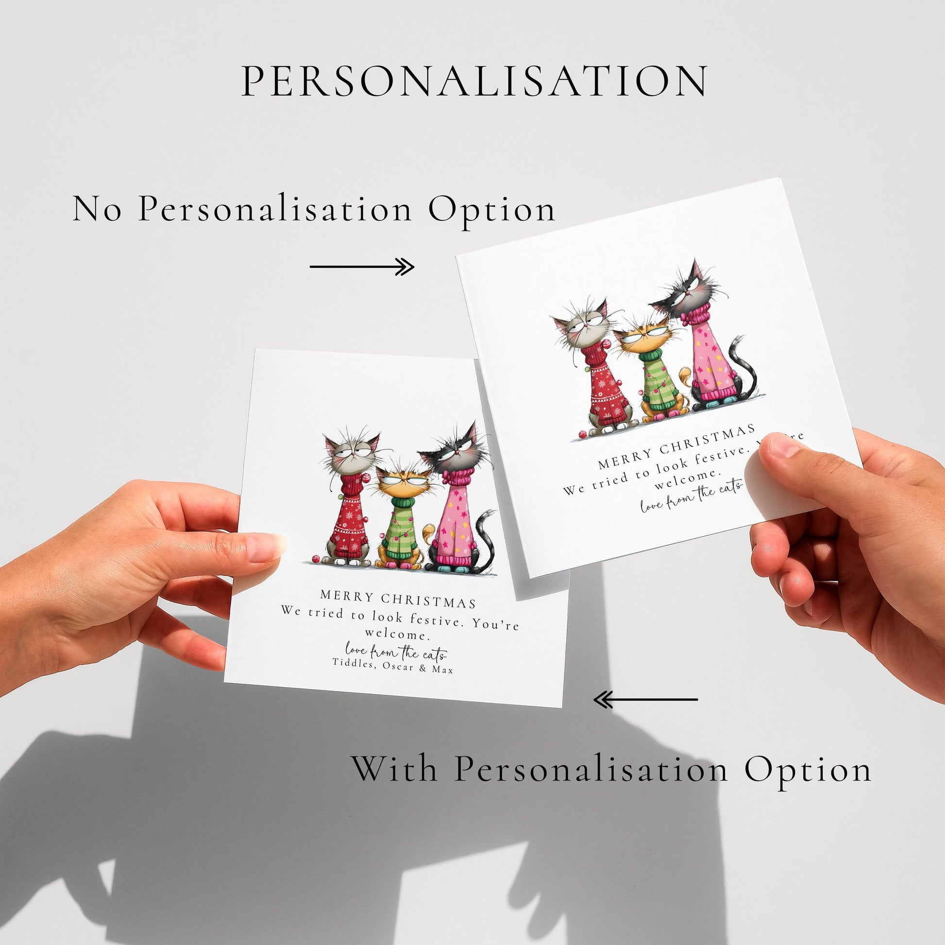 Funny Cat Christmas Card, Festive Cats in Jumpers, Humorous Christmas Card, Cat Lover Christmas Card, From the Fluff Squad