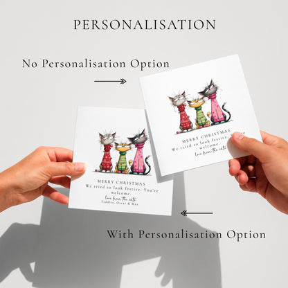 Funny Cat Christmas Card, Festive Cats in Jumpers, Humorous Christmas Card, Cat Lover Christmas Card, From the Fluff Squad