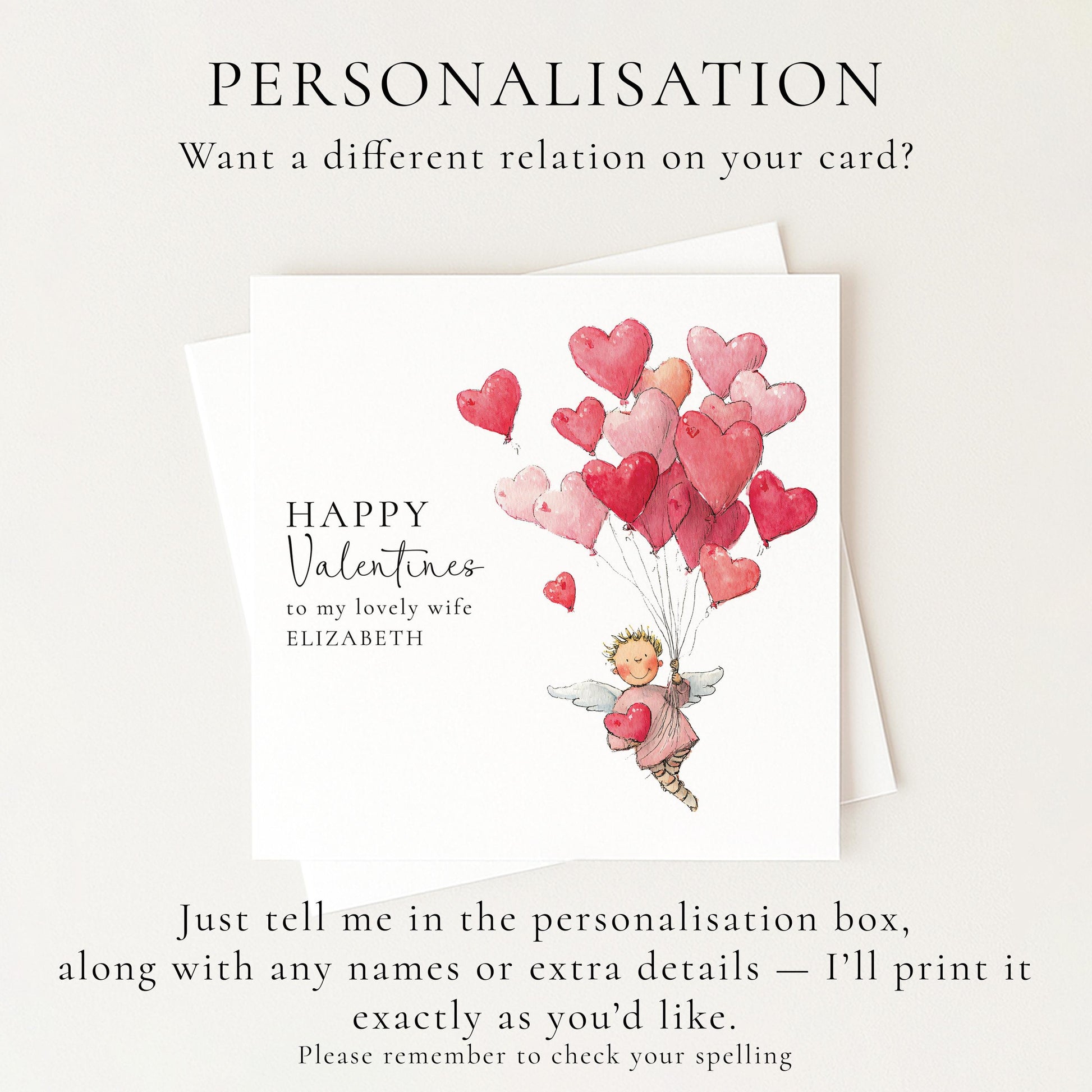 Valentine’s Card for Wife, Wife Valentine Card, Romantic Valentine Card, Personalised Valentine’s Card