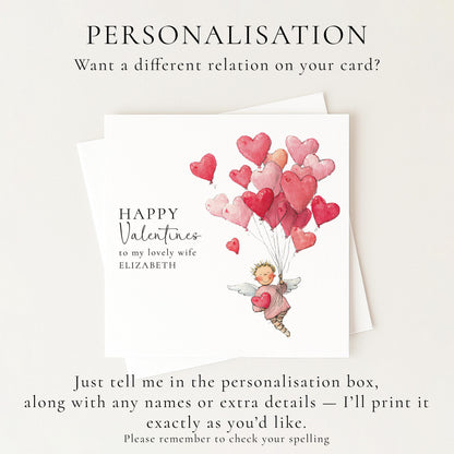 Valentine’s Card for Wife, Wife Valentine Card, Romantic Valentine Card, Personalised Valentine’s Card