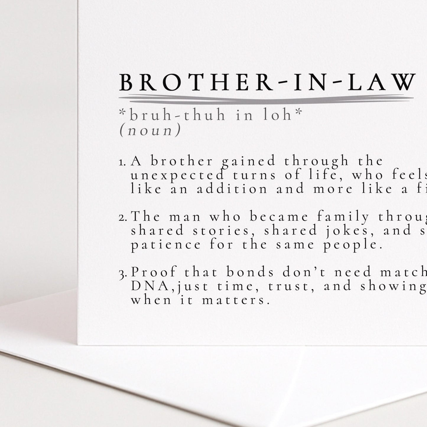 Brother-in-Law Definition Card, Dictionary Meaning Brother in Law Birthday Card, Sentimental Minimalist Card for Brother-in-Law,