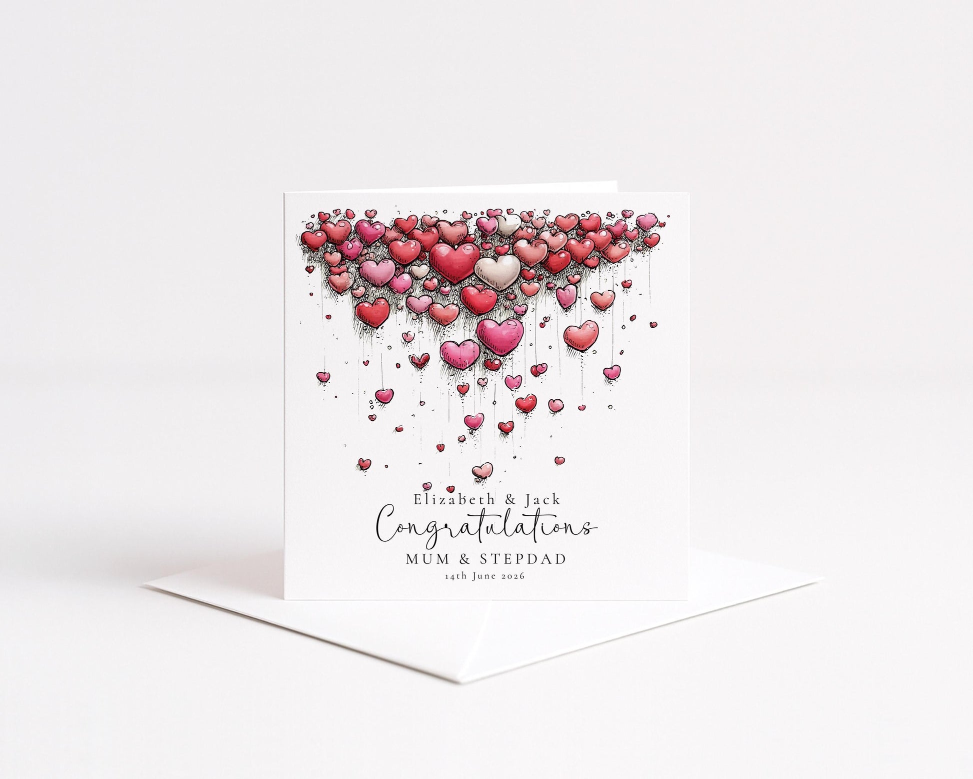 Mum and Stepdad Wedding Card, Congratulations Wedding Card from Daughter or Son, Personalised Wedding Card