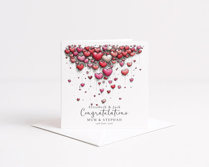 Mum and Stepdad Wedding Card, Congratulations Wedding Card from Daughter or Son, Personalised Wedding Card