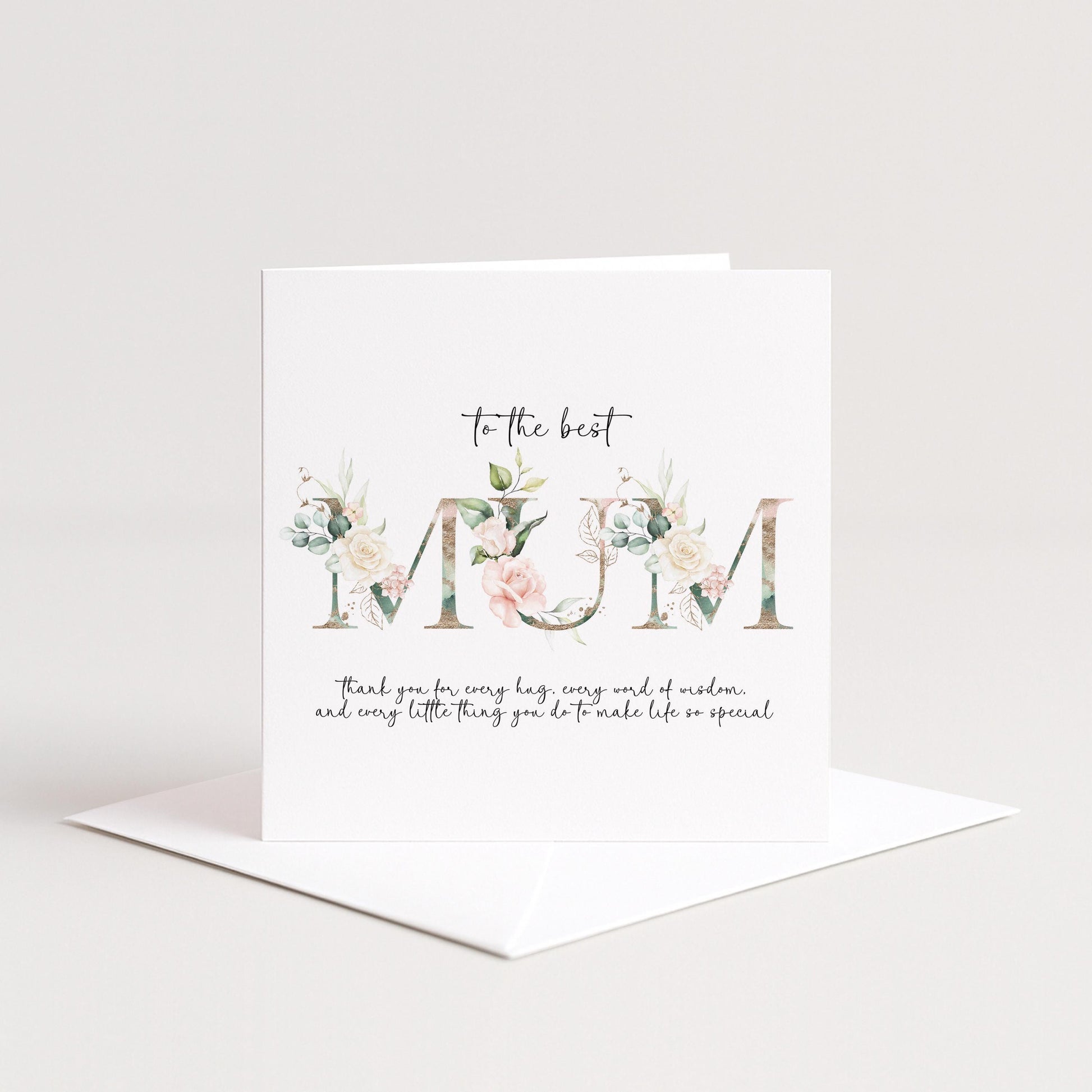 Mum Birthday Card, Mother’s Day Card for Mum, Floral Mum Card, To the Best Mum Card, Printed Greeting Card