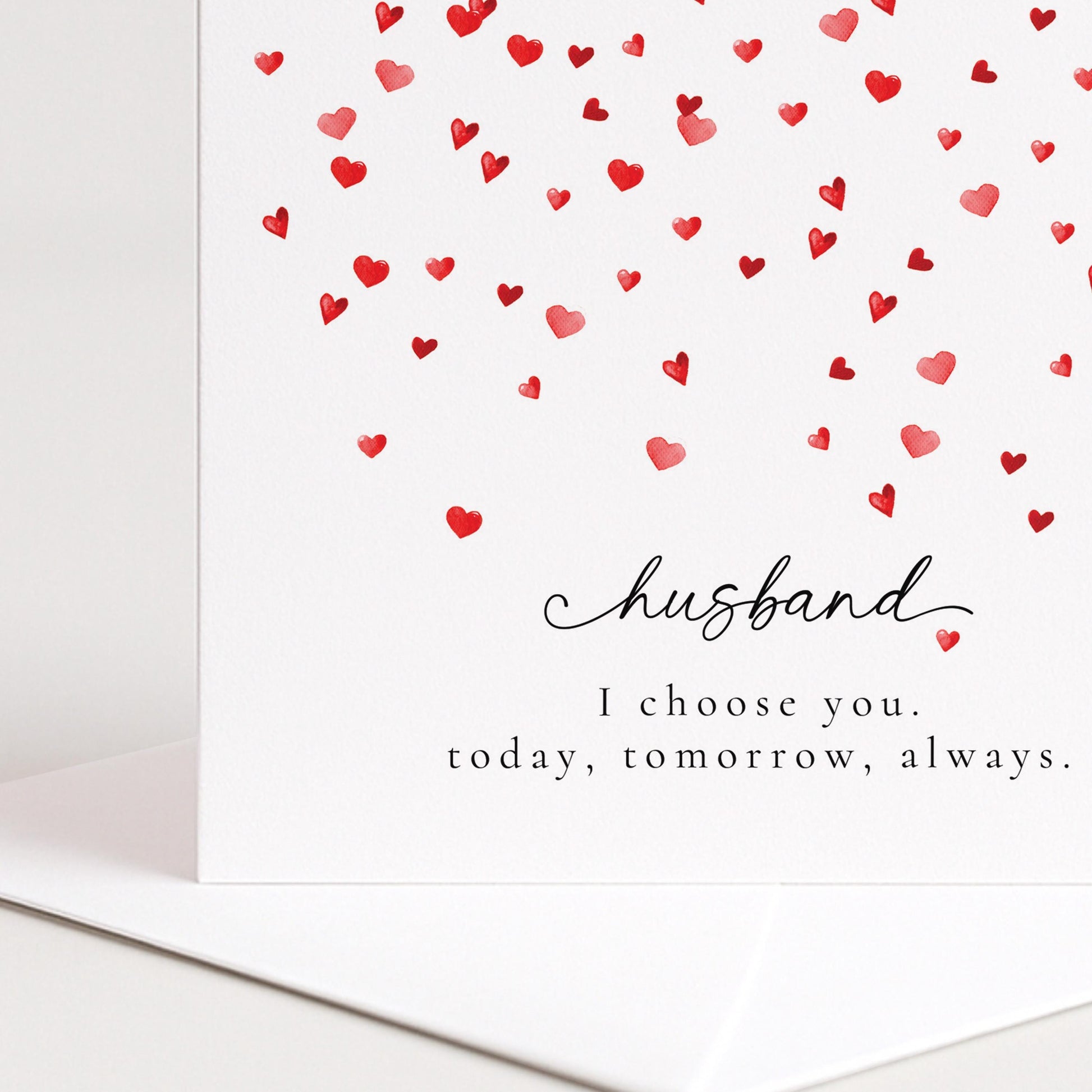 Valentines Husband Card, Minimal Valentine’s Day Card for Husband, Elegant Heart Design, I Choose You Romantic Husband Card